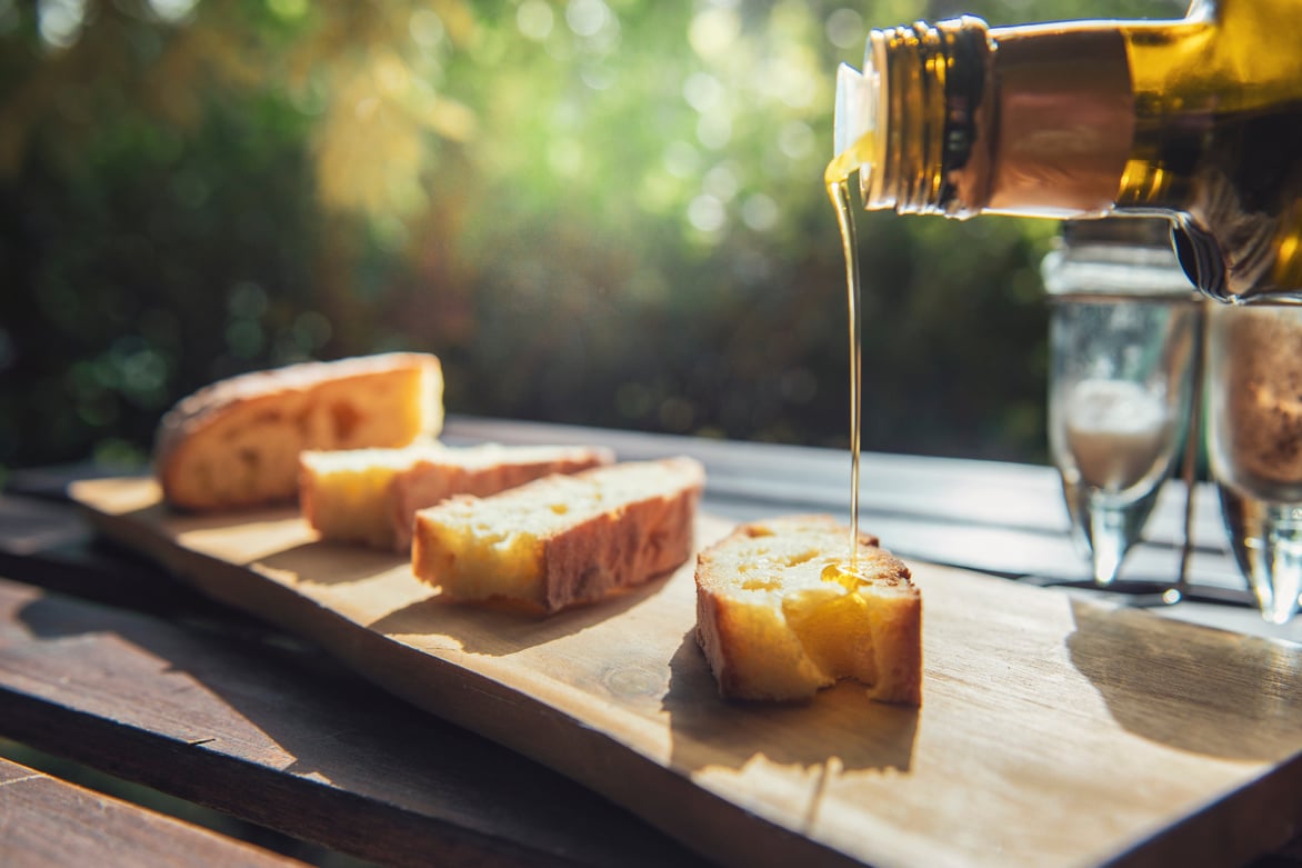 Sicilian olive oil on bread