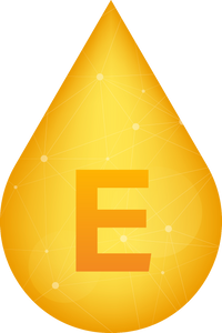 Vitamin E gold shining icon. Ascorbic acid