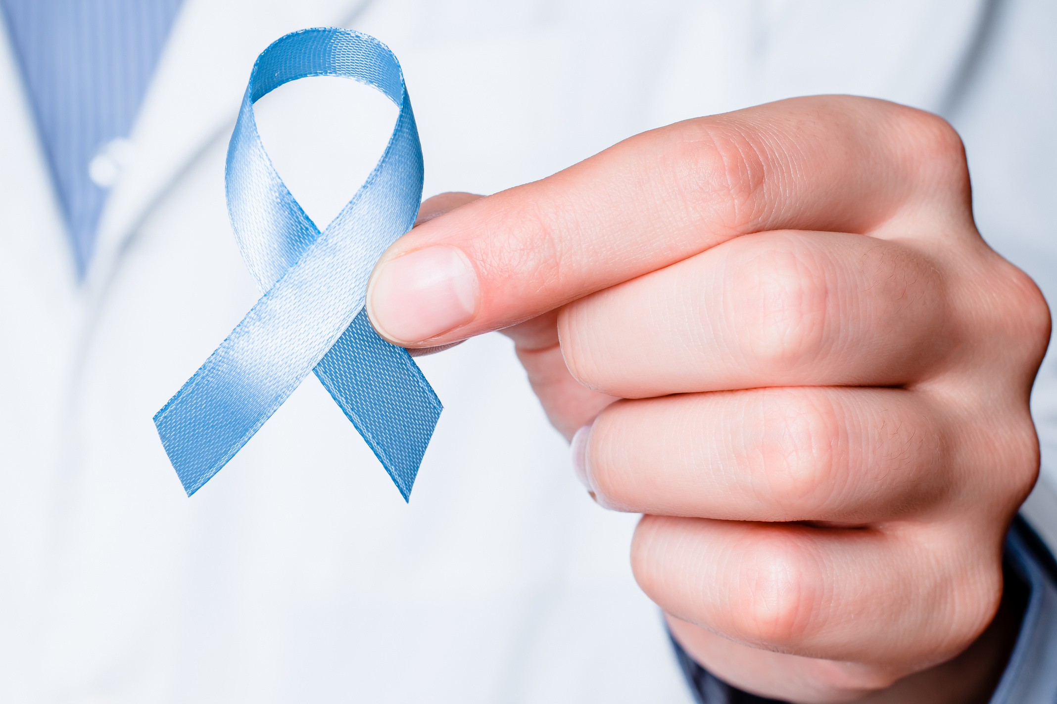 Prostate cancer awareness. Blue ribbon