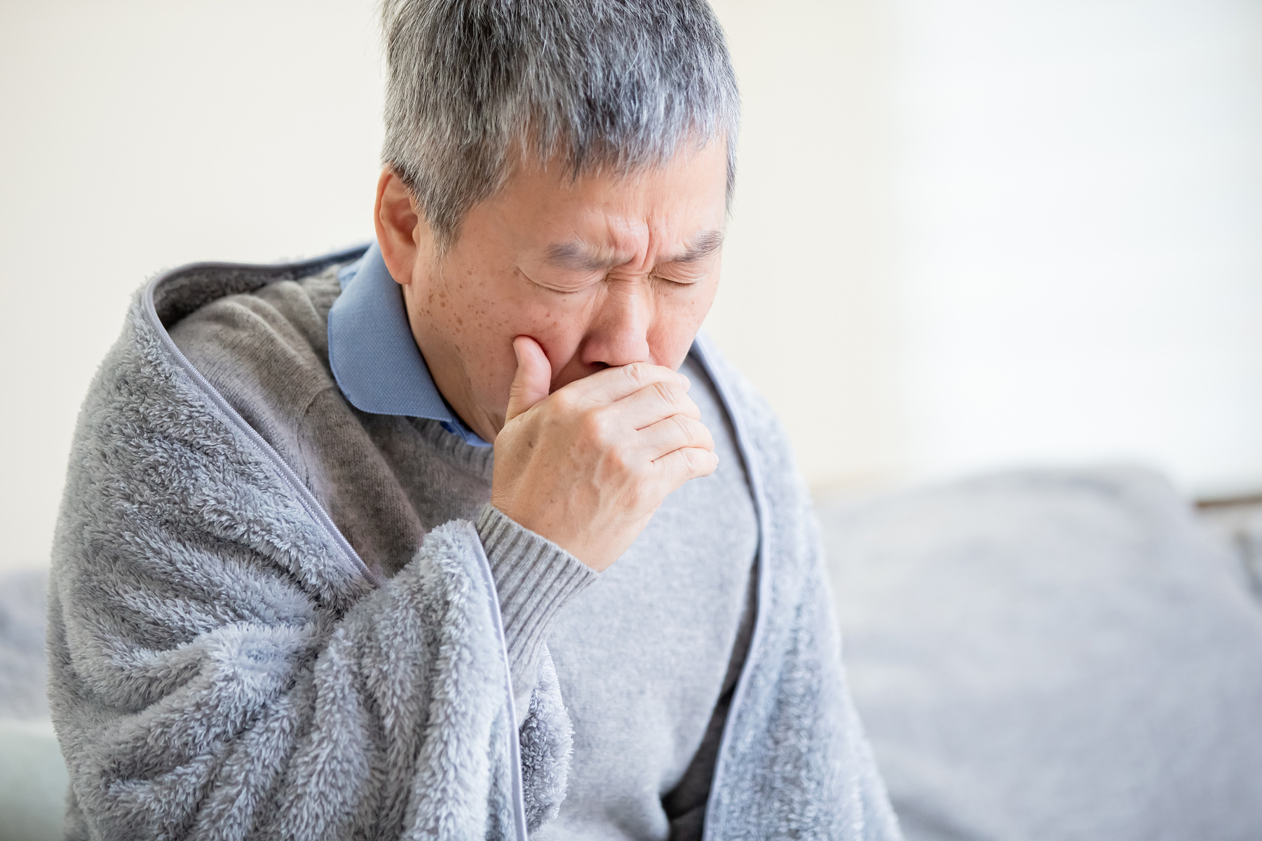 Elderly Man Coughing